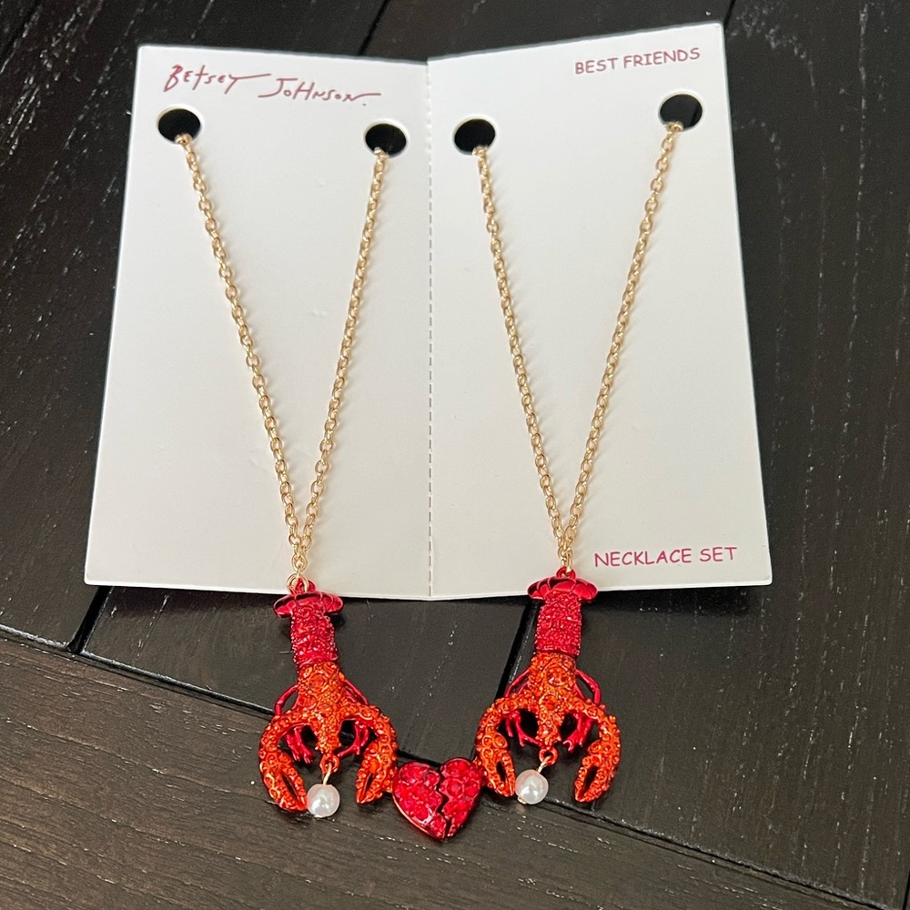 Betsey Johnson Bffs Red Lobster Necklace Set